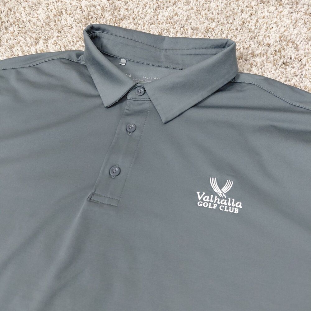 Under Armour Valhalla Golf Club Polo Shirt Mens 2XL XXL Gray Performance S/S
